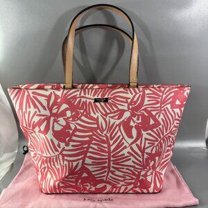 Kate Spade Jules Grant Street Grainy Vinyl Pink/White Large Toe/Handbag/Purse